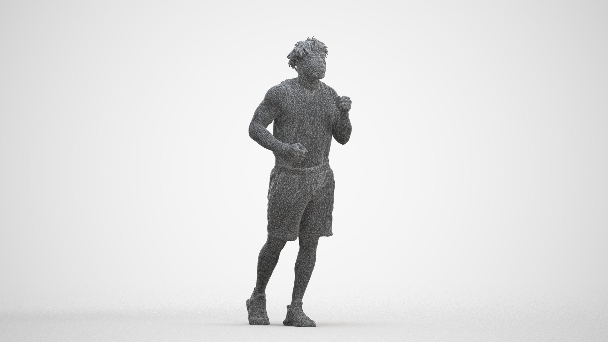 3D people model man sport, scanned human for 3ds Max rendering, three-quarter front view render