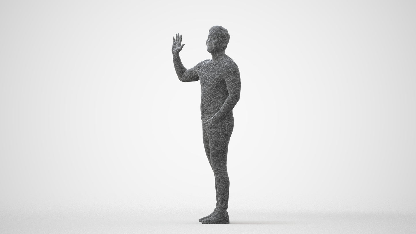 scanned 3D man casual standing, photogrammetry people for Enscape and V-Ray, square thumbnail