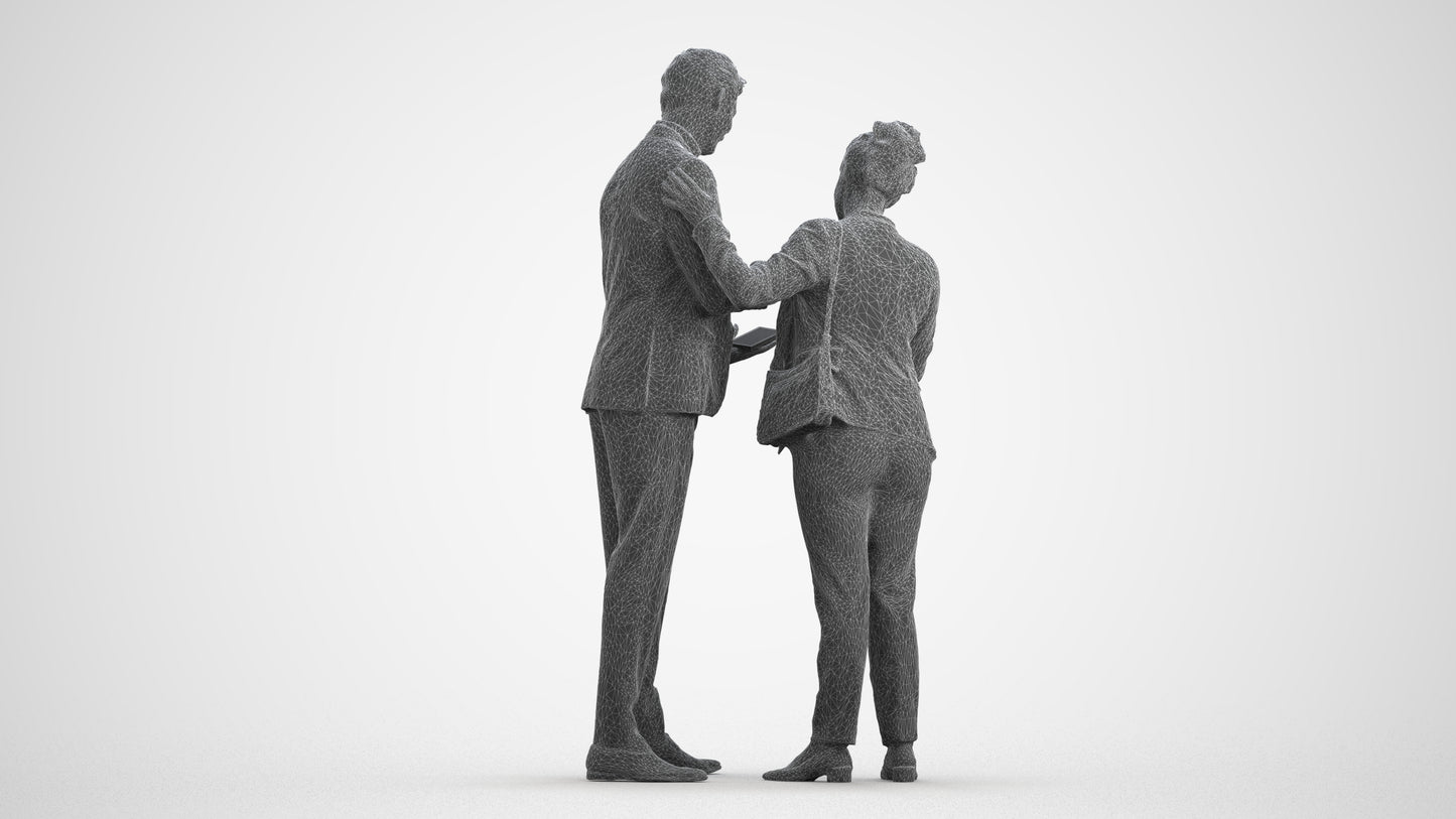 3D human model woman business, photogrammetry scanned person for archviz, wireframe front view