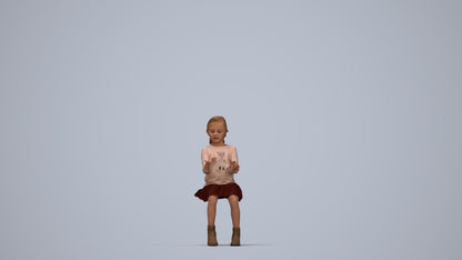 3D people model girl casual kids, scanned human for 3ds Max rendering, top-down view render