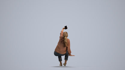 3D people model woman casual sitting, scanned human for 3ds Max rendering, front view render