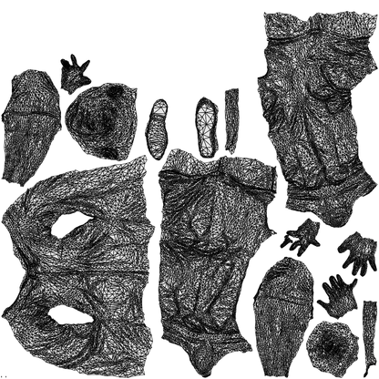 scanned 3D man casual walking, photogrammetry people for Enscape and V-Ray, wireframe top-down view