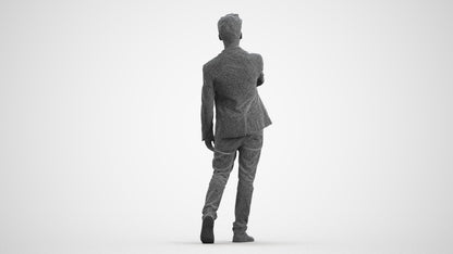 realistic 3D man casual business, scanned archviz people for Blender and 3ds Max, wireframe front view