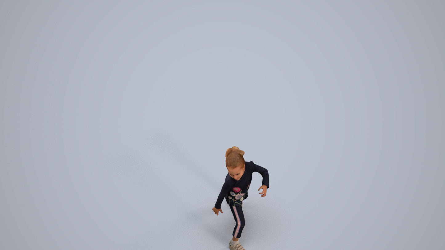 3D people model girl casual kids, scanned human for 3ds Max rendering, back view render