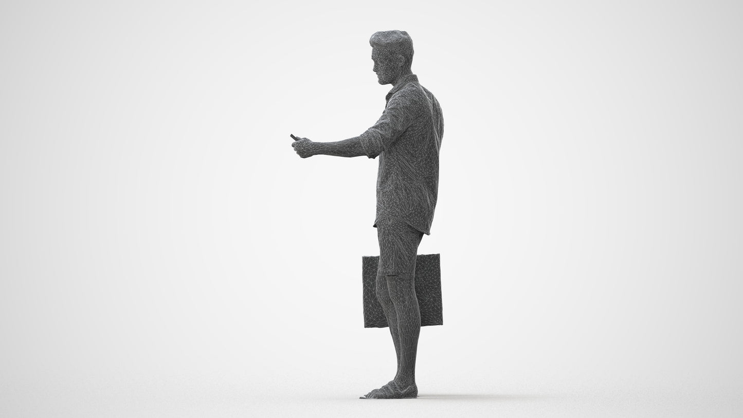 3D scanned man standing casual, photorealistic archviz people for Enscape and SketchUp, square thumbnail