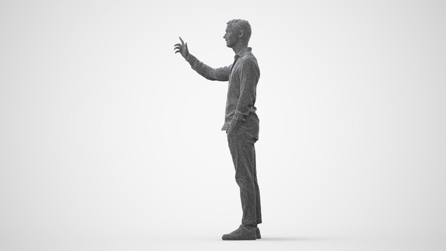 3D human model man casual standing, photogrammetry scanned person for archviz, square thumbnail