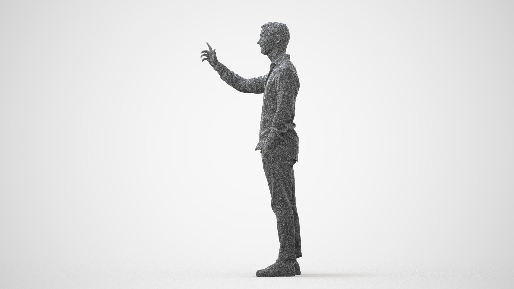 3D human model man casual standing, photogrammetry scanned person for archviz, square thumbnail