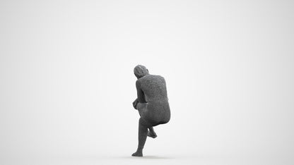 realistic 3D woman casual sitting, scanned archviz people for Blender and 3ds Max, wireframe front view