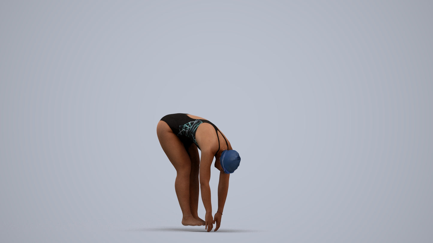 photogrammetry 3D woman sport pool, realistic human model archviz FBX, standing pose render