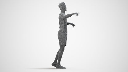 3D human model man sport, photogrammetry scanned person for archviz, wireframe side view