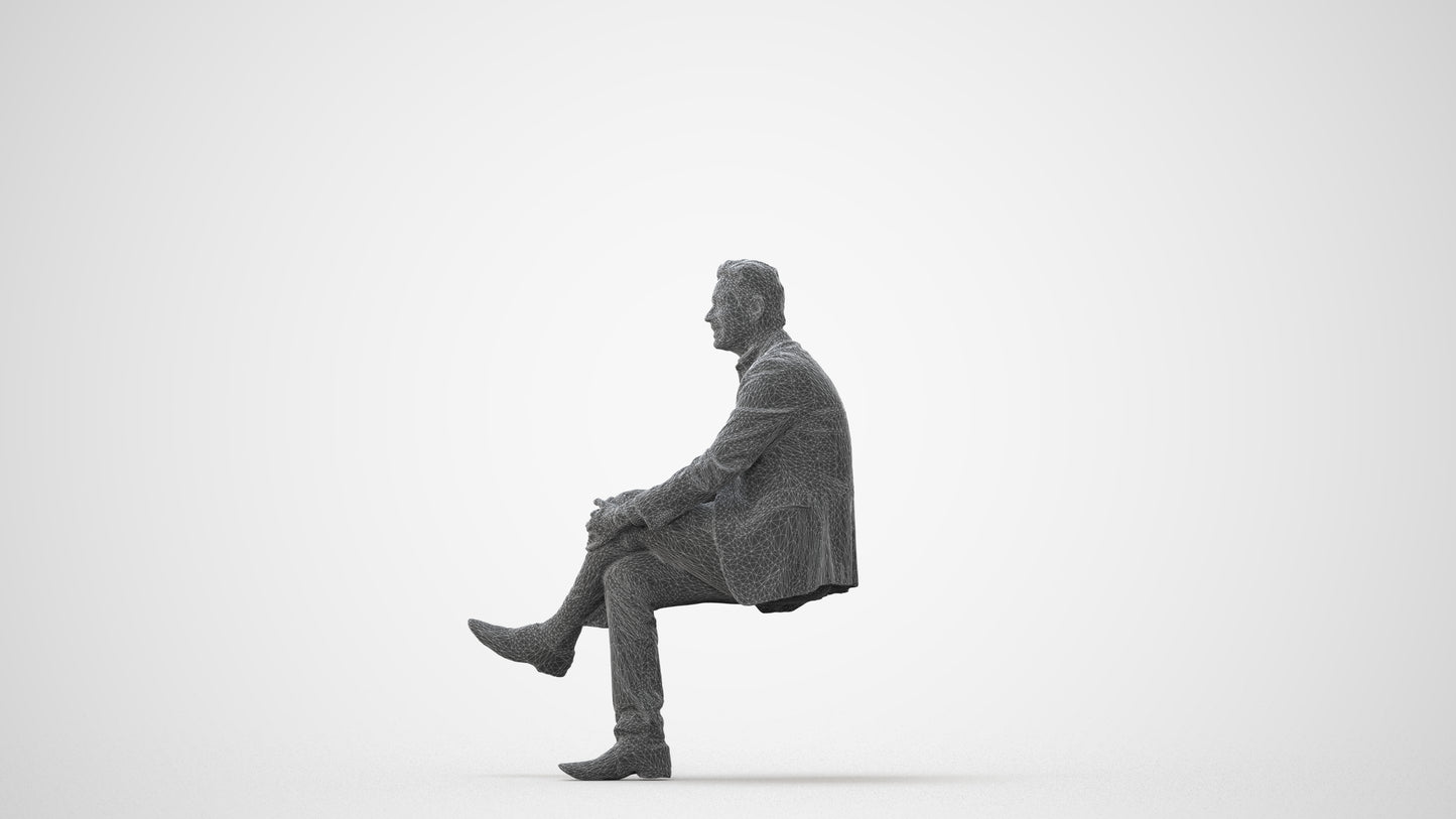 3D people model man business sitting, scanned human for 3ds Max rendering, square thumbnail