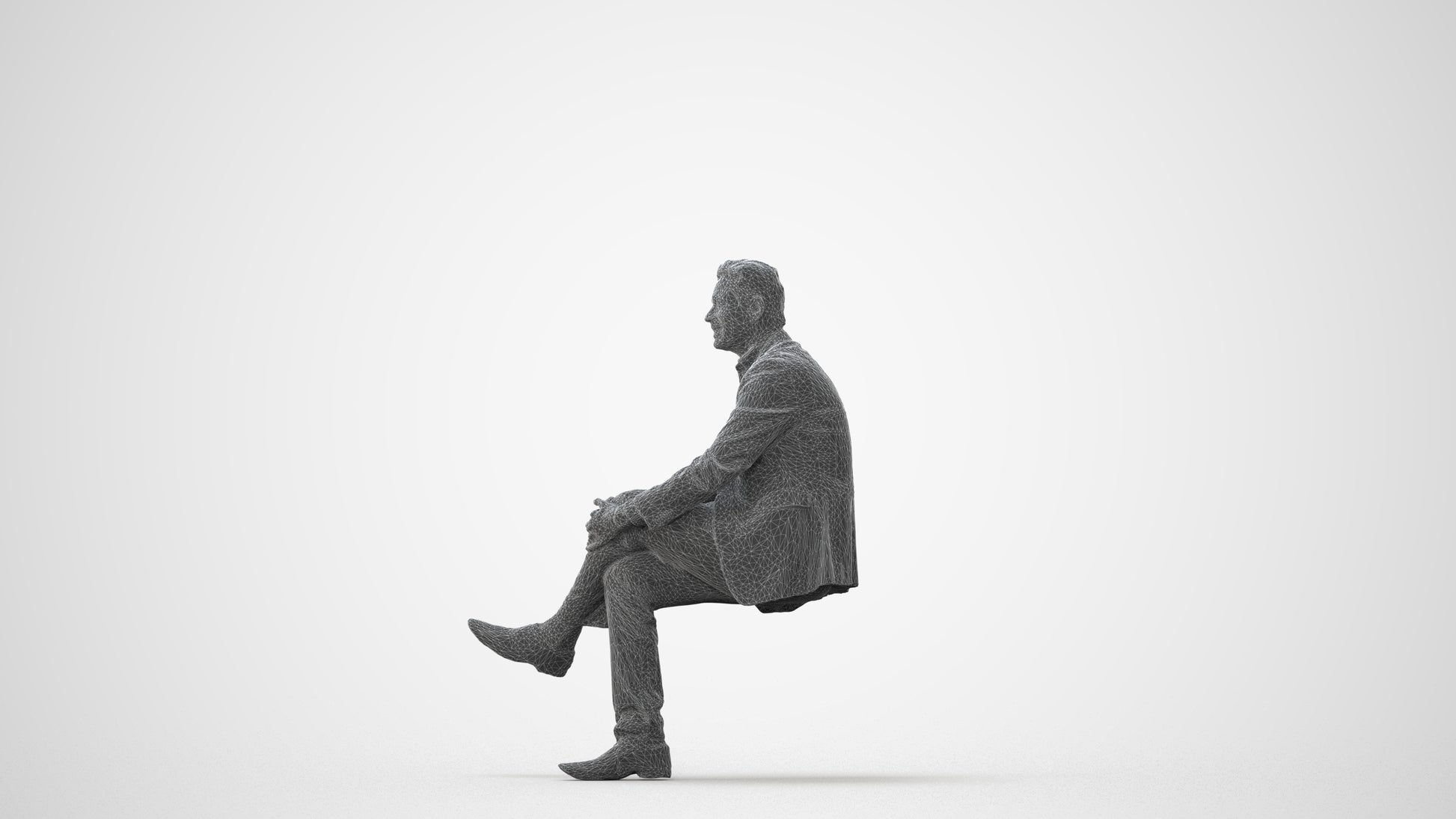 3D people model man business sitting, scanned human for 3ds Max rendering, square thumbnail
