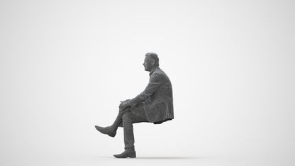 3D people model man business sitting, scanned human for 3ds Max rendering, square thumbnail