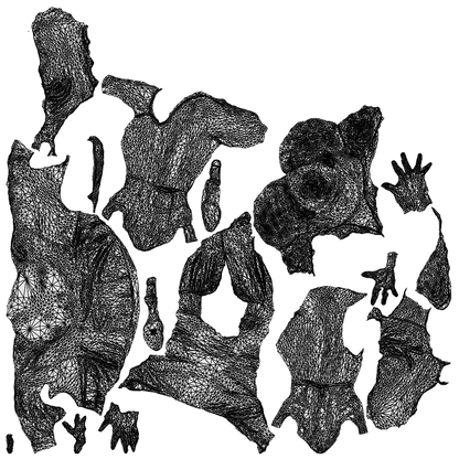 3D scanned woman sitting casual, photorealistic archviz people for Enscape and SketchUp, wireframe top-down view