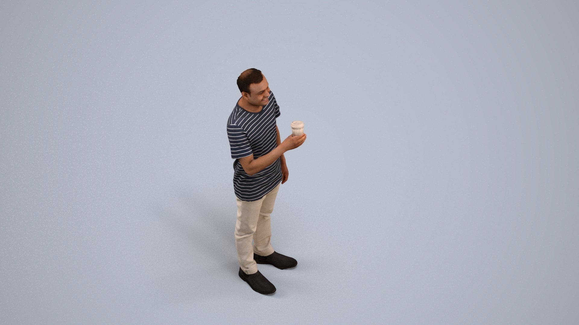 realistic 3D people man casual standing, render-ready for V-Ray and Corona, FBX OBJ, back view render