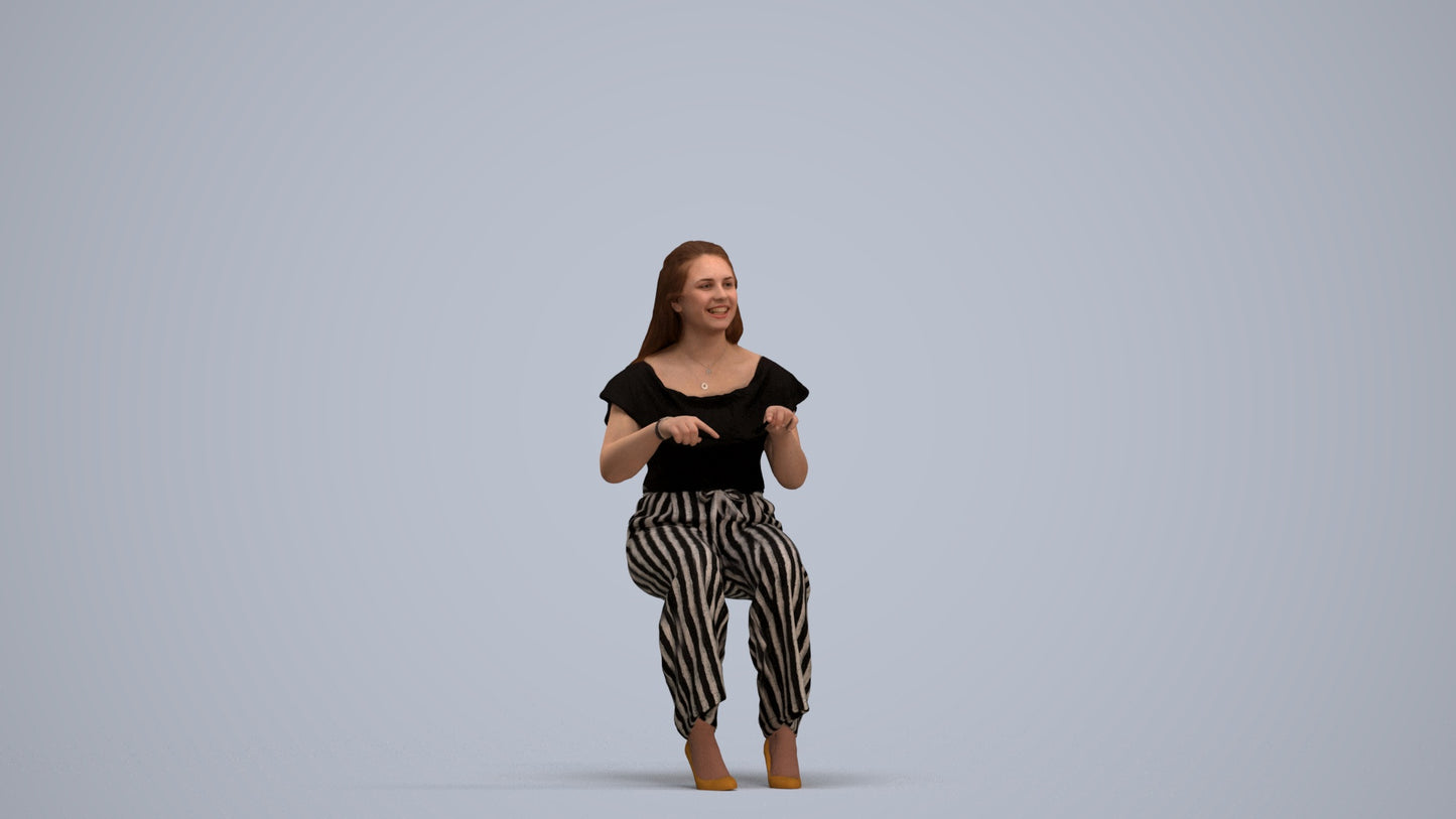 realistic 3D people woman casual sitting, render-ready for V-Ray and Corona, FBX OBJ, standing pose render