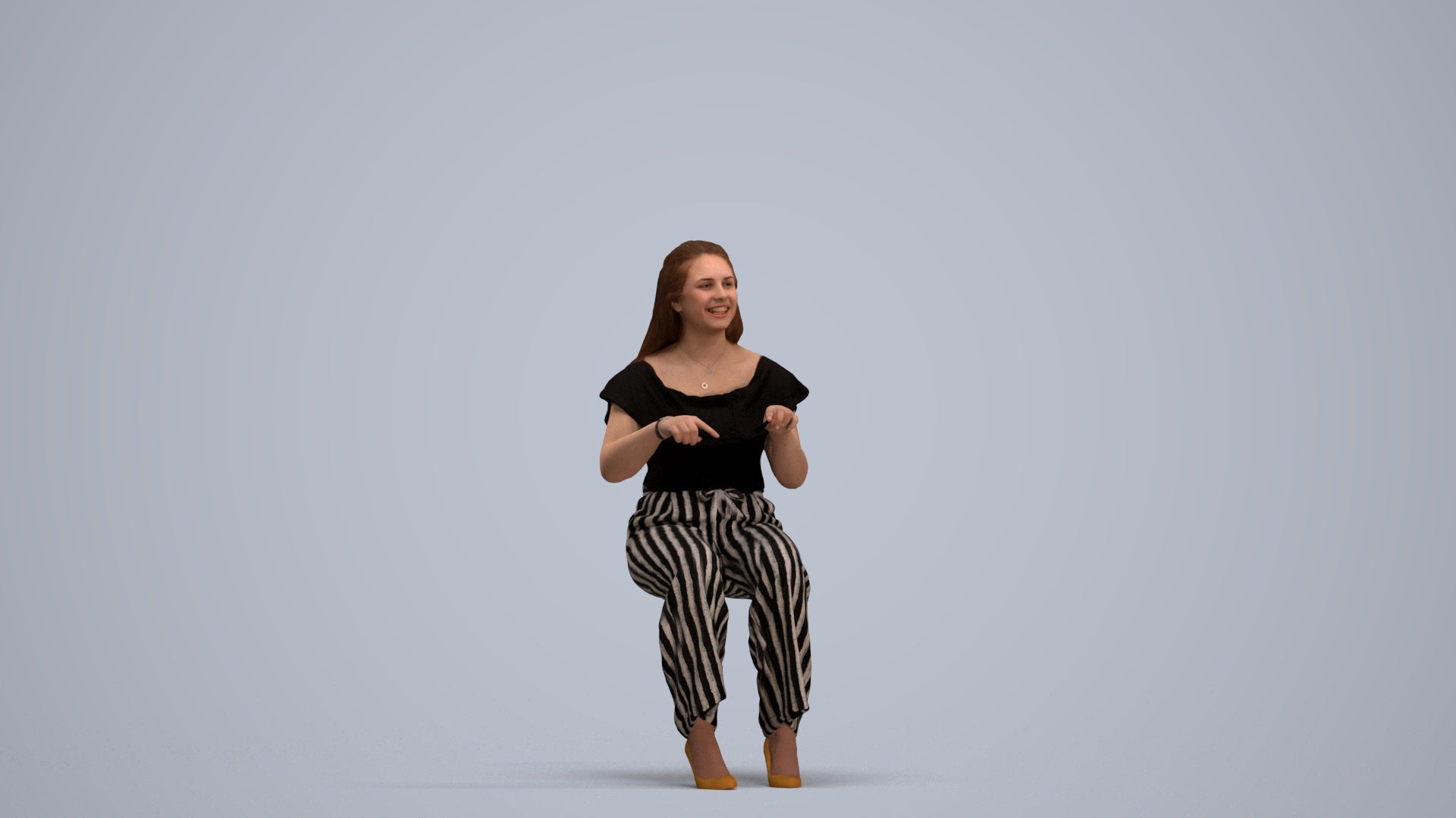 realistic 3D people woman casual sitting, render-ready for V-Ray and Corona, FBX OBJ, standing pose render