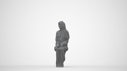 realistic 3D human woman sitting, archviz people FBX OBJ for Blender, wireframe back view