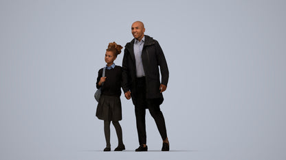 realistic 3D human girl kids, archviz people FBX OBJ for Blender, top-down view render