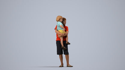 realistic 3D human boy casual kids, archviz people FBX OBJ for Blender, side view render