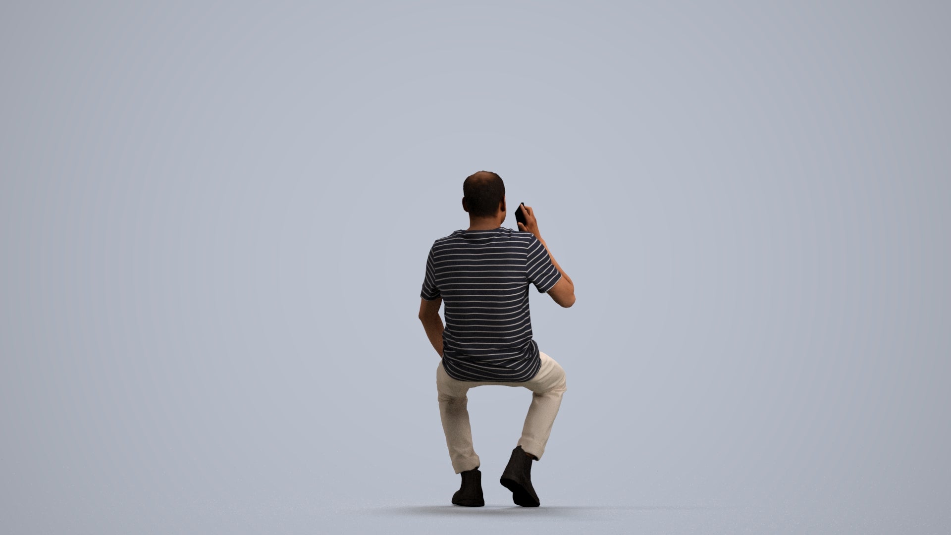 scanned 3D man casual sitting, photogrammetry people for Enscape and V-Ray, front view render