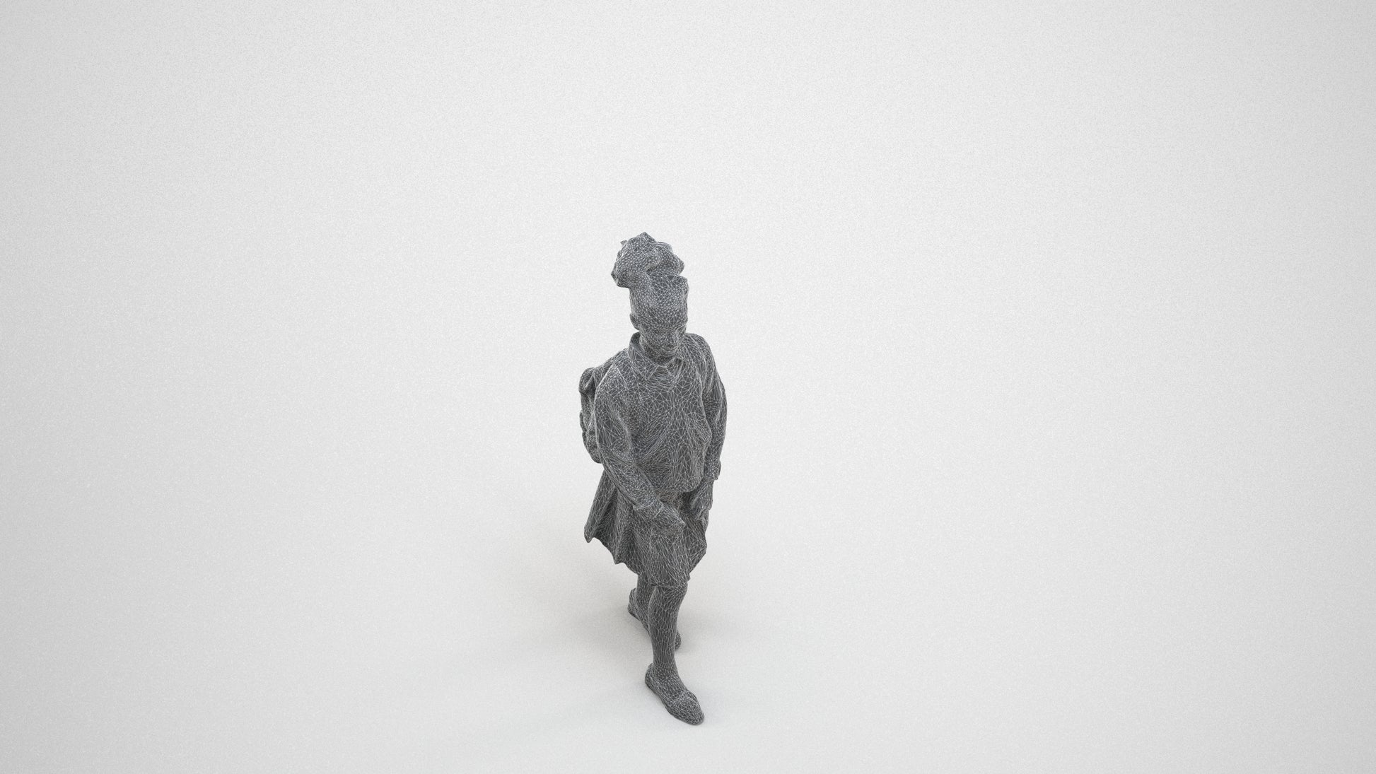 realistic 3D human girl kids, archviz people FBX OBJ for Blender, wireframe three-quarter view