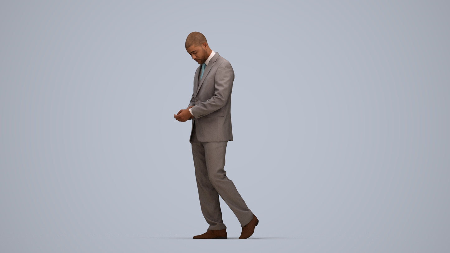 realistic 3D people man business, render-ready for V-Ray and Corona, FBX OBJ, top-down view render