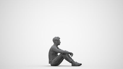 scanned 3D man casual mix, photogrammetry people for Enscape and V-Ray, wireframe side view