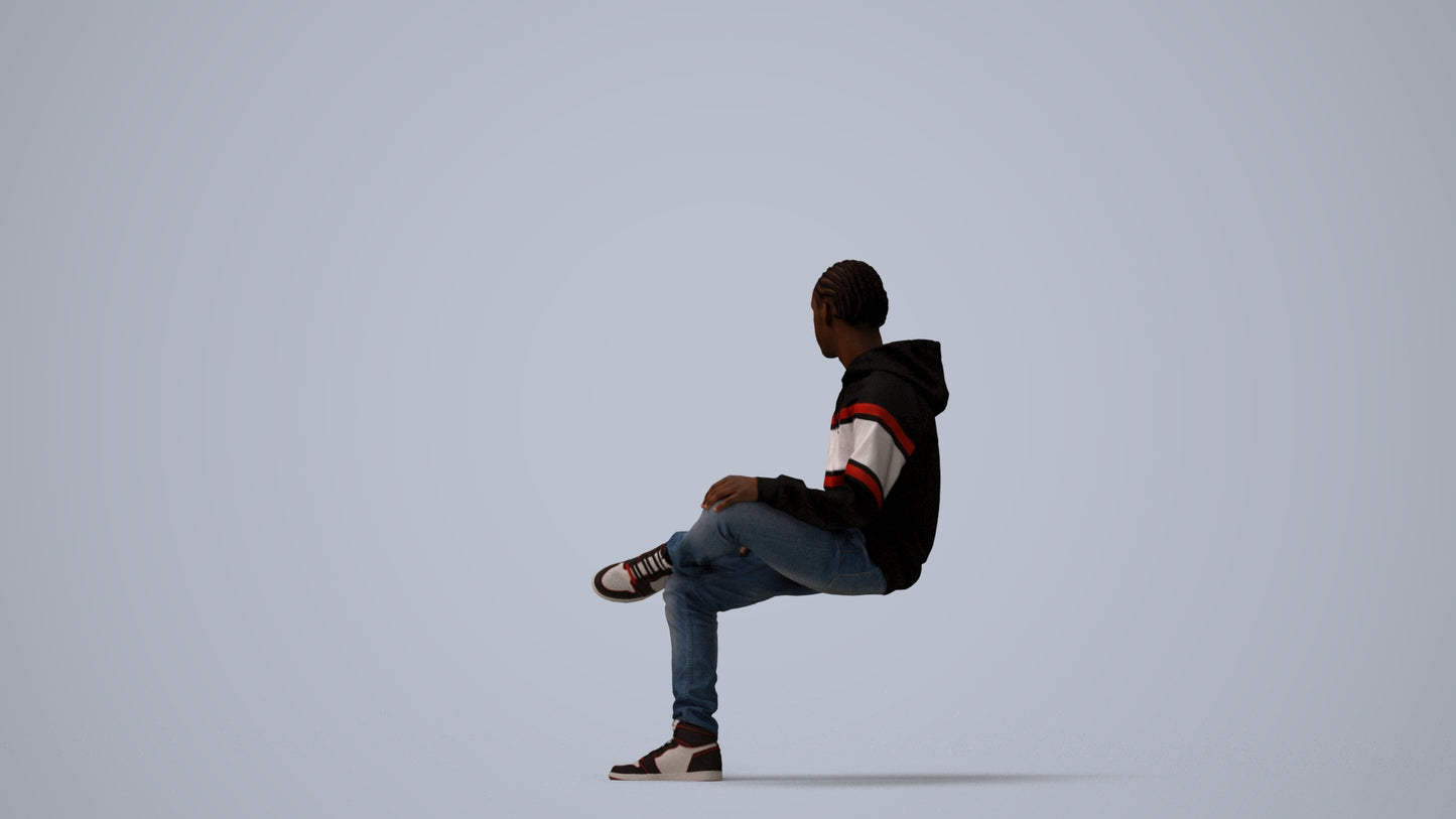 realistic 3D boy casual kids, scanned archviz people for Blender and 3ds Max, three-quarter view render