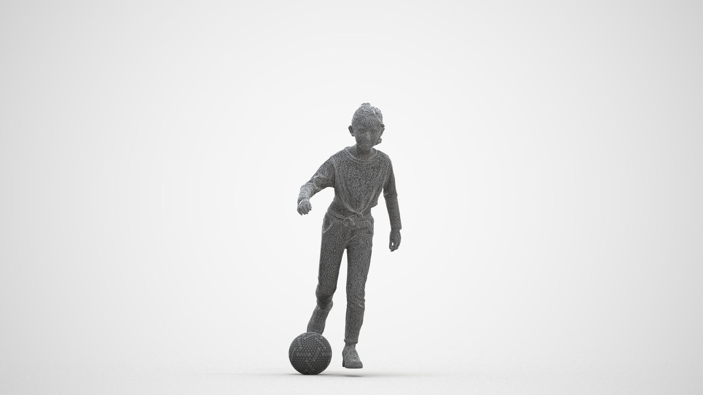 3D scanned girl kids sport, photorealistic archviz people for Enscape and SketchUp, three-quarter front view render