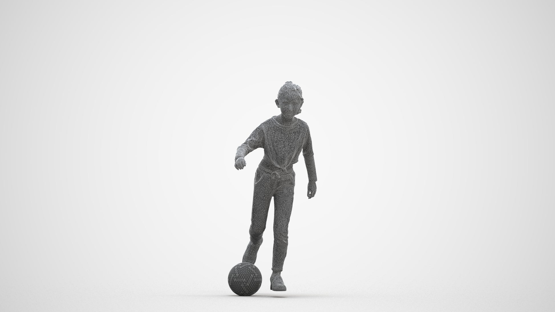 3D scanned girl kids sport, photorealistic archviz people for Enscape and SketchUp, three-quarter front view render