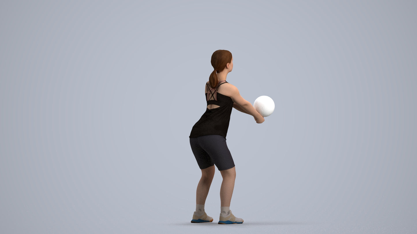 photogrammetry 3D girl sport, realistic human model archviz FBX, front view render
