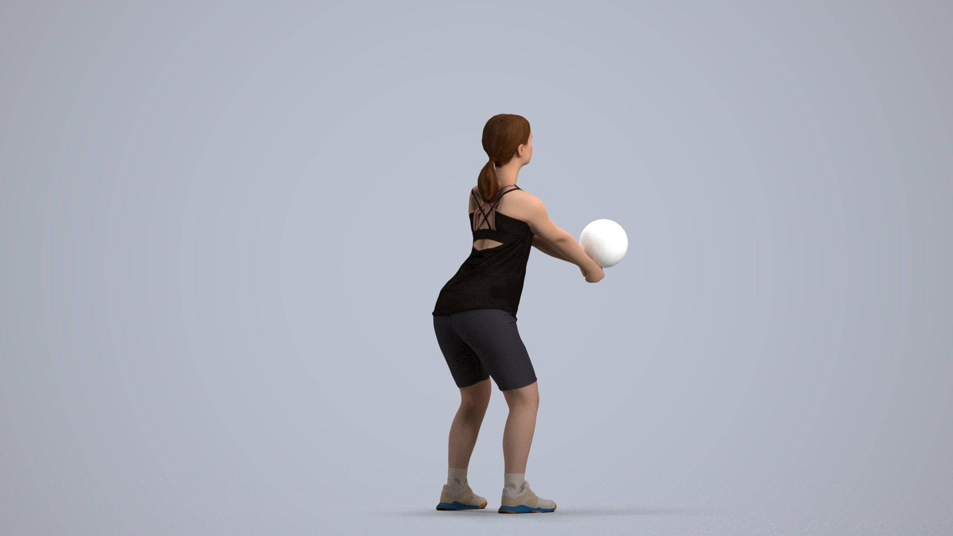 photogrammetry 3D girl sport, realistic human model archviz FBX, front view render