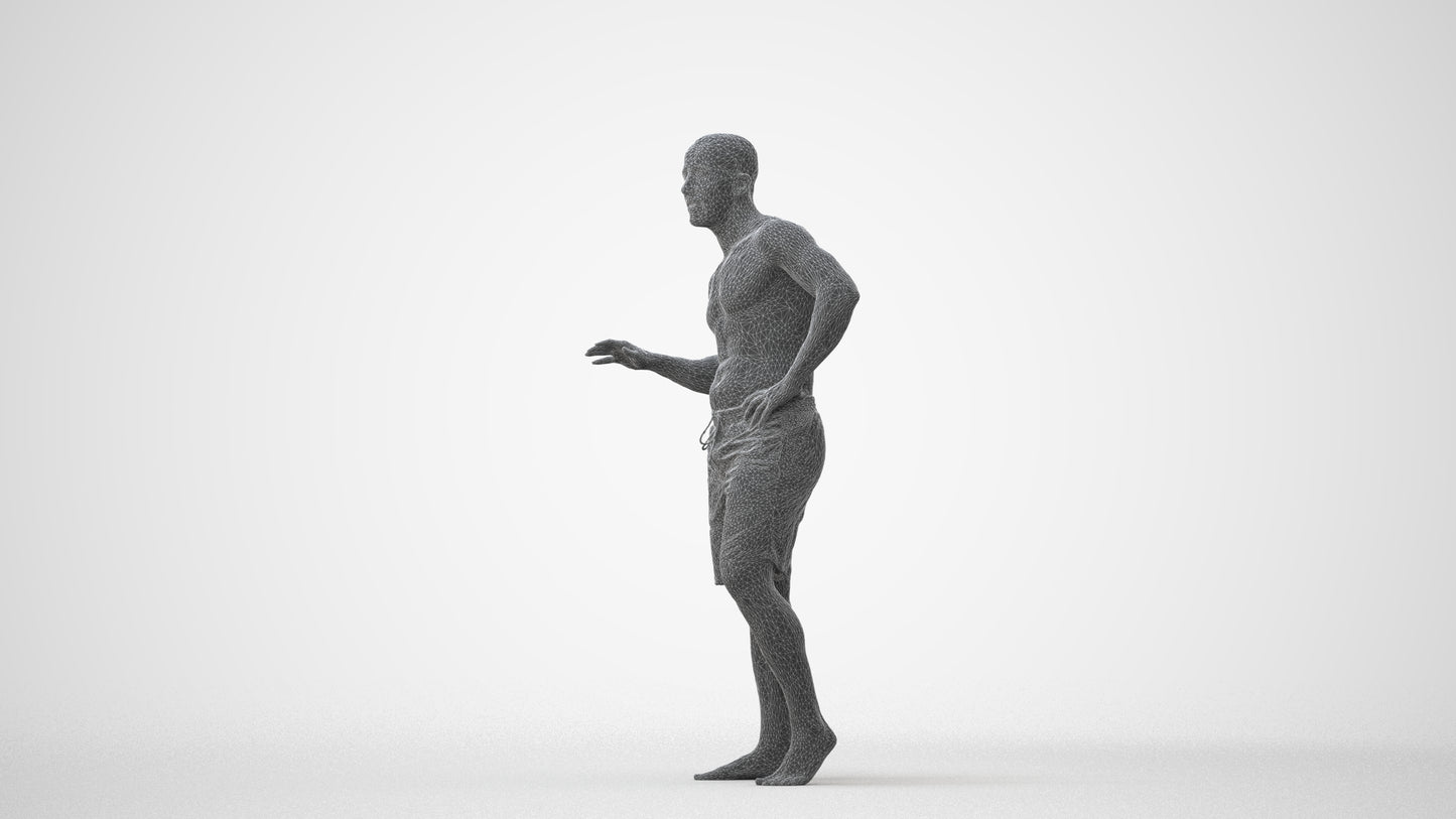 realistic 3D human man pool, archviz people FBX OBJ for Blender, square thumbnail