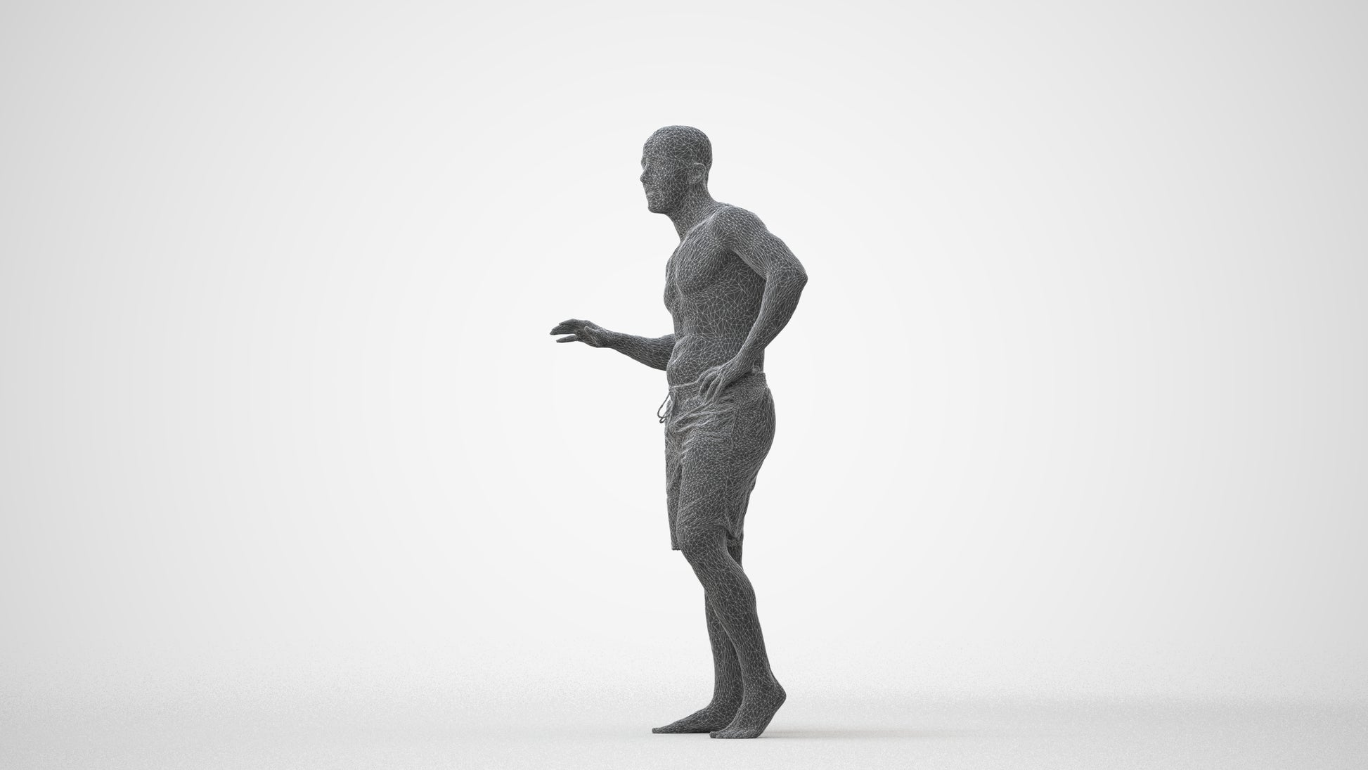 realistic 3D human man pool, archviz people FBX OBJ for Blender, square thumbnail