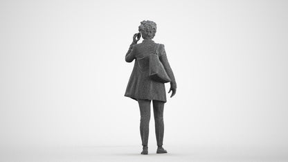 realistic 3D people woman business standing, render-ready for V-Ray and Corona, FBX OBJ, wireframe front view