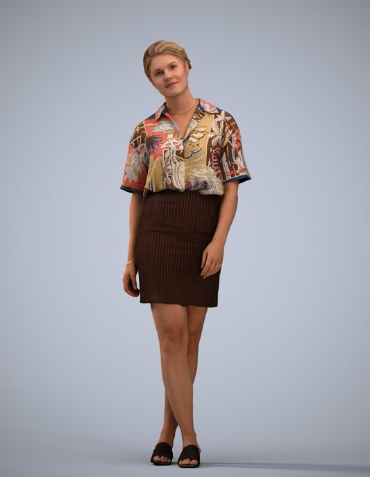 realistic 3D people woman casual standing, render-ready for V-Ray and Corona, FBX OBJ