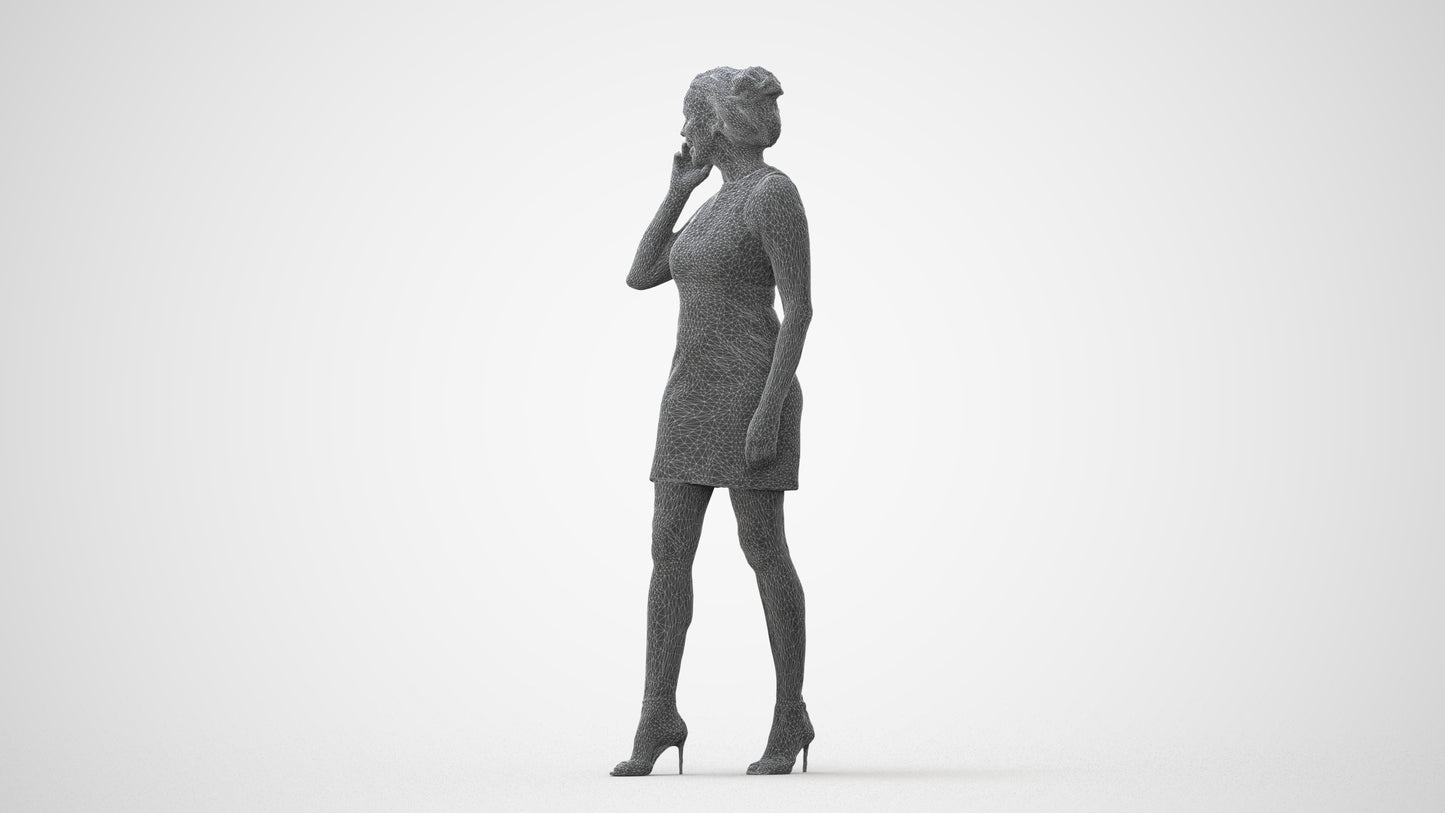 photogrammetry 3D woman casual walking, realistic human model archviz FBX, square thumbnail