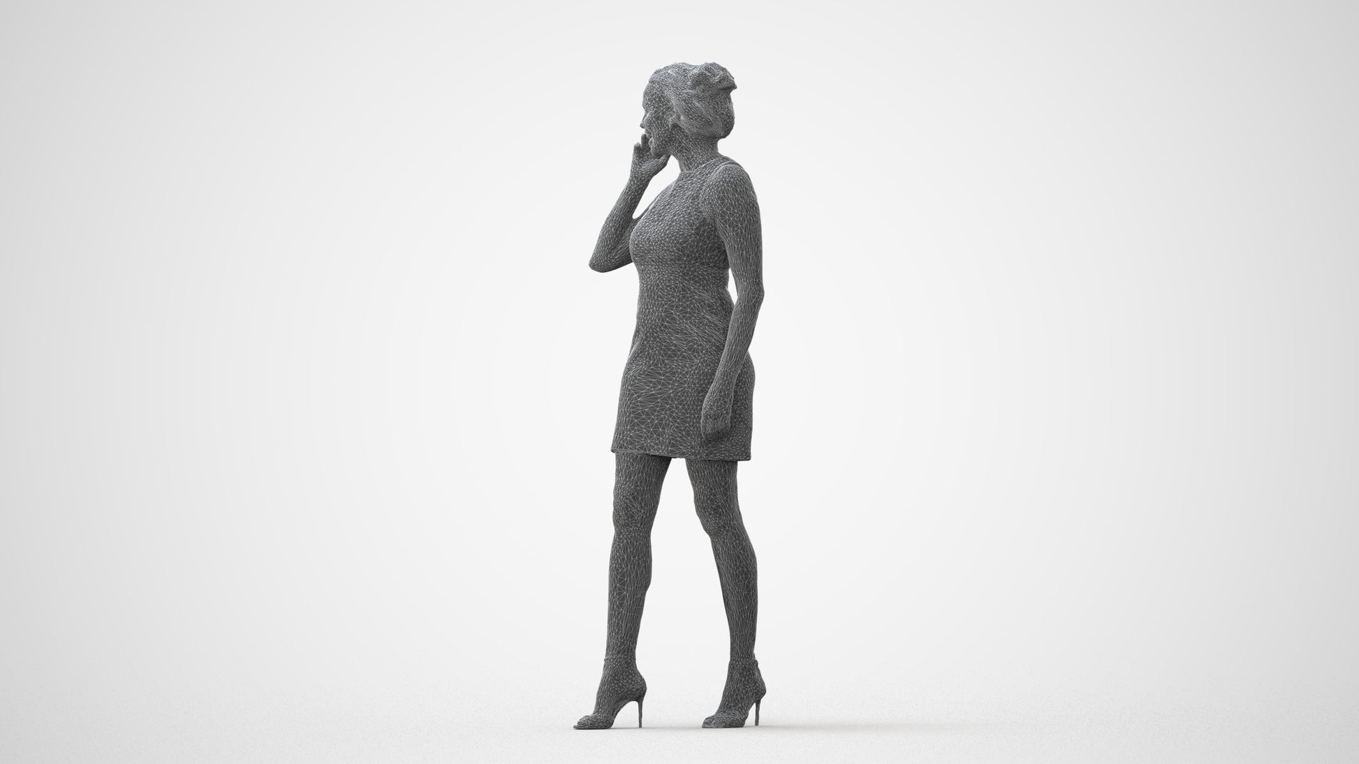 photogrammetry 3D woman casual walking, realistic human model archviz FBX, square thumbnail