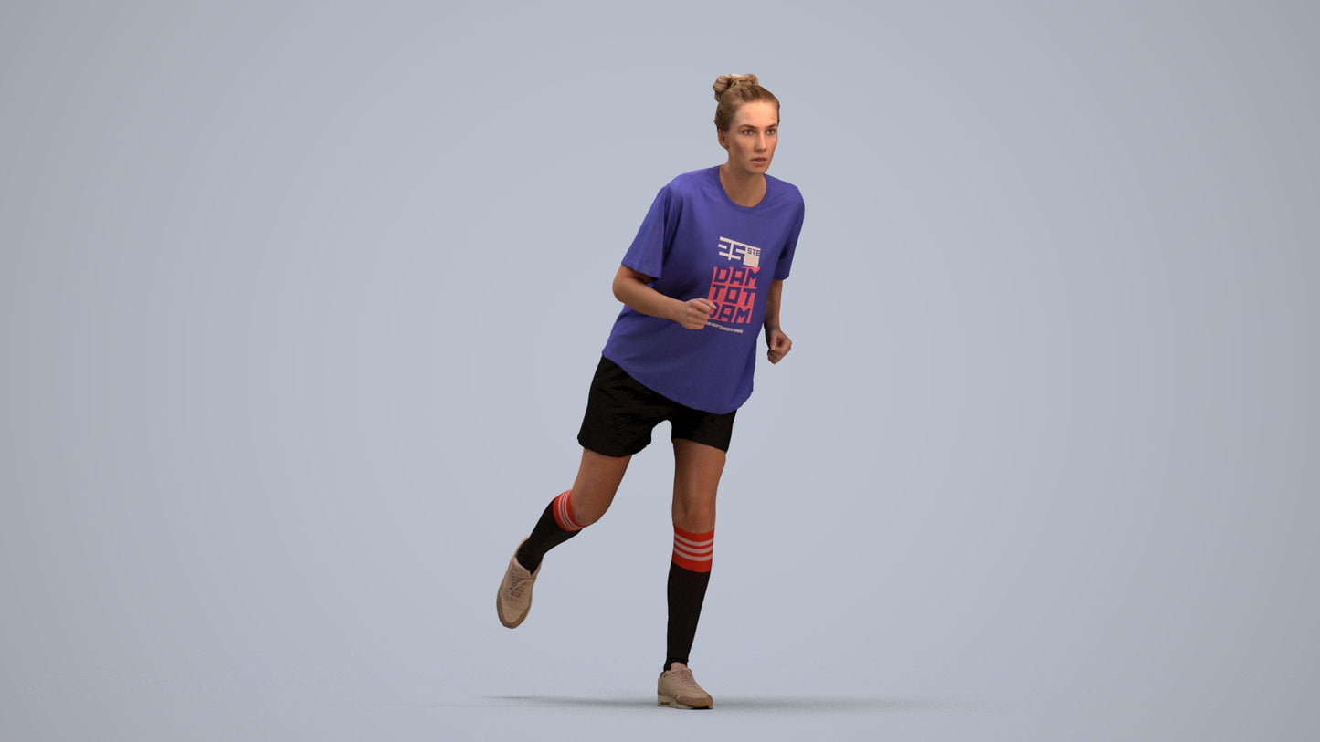 3D scanned woman sport, photorealistic archviz people for Enscape and SketchUp, standing pose render