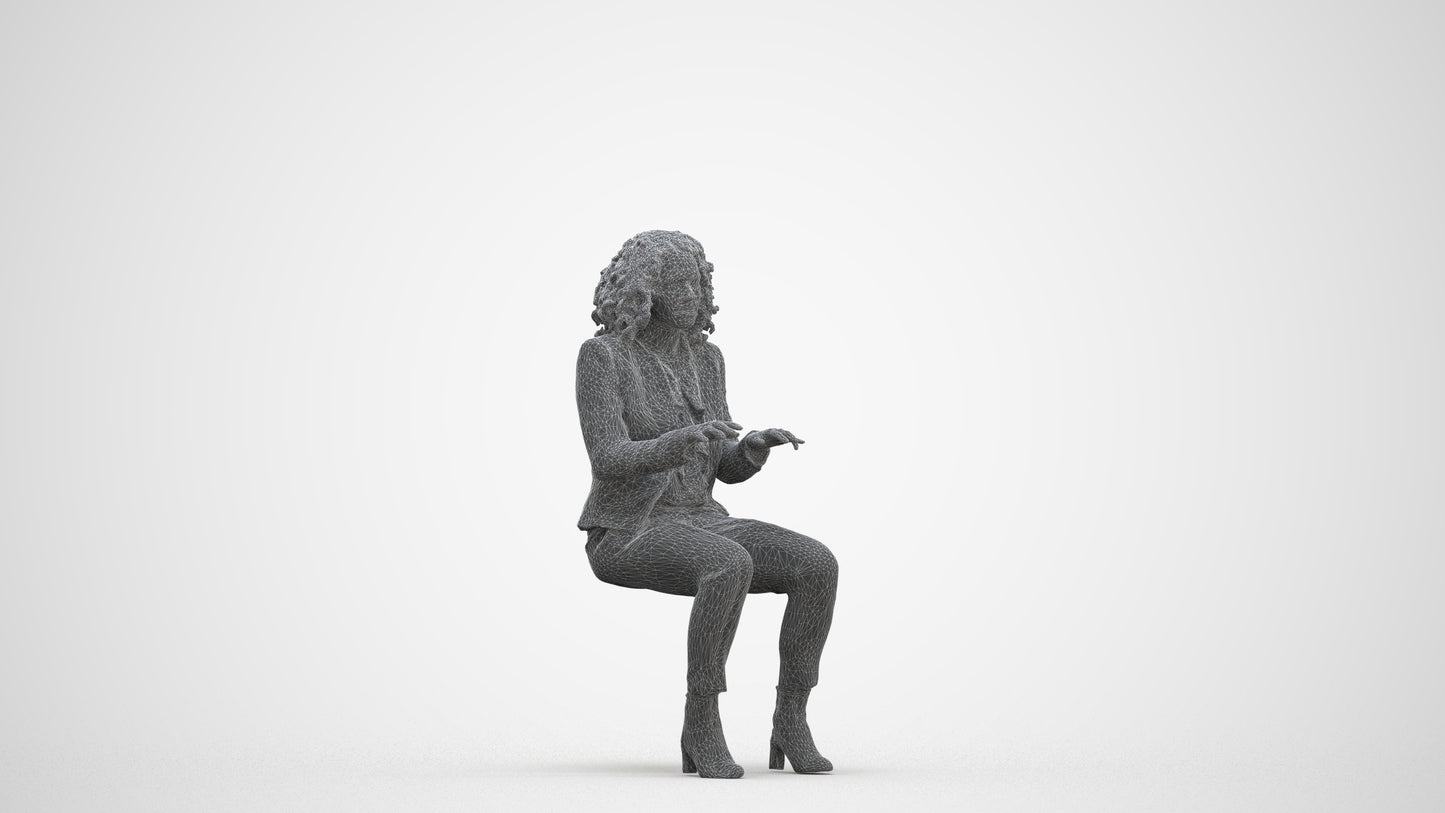 photogrammetry 3D woman business, realistic human model archviz FBX, three-quarter front view render