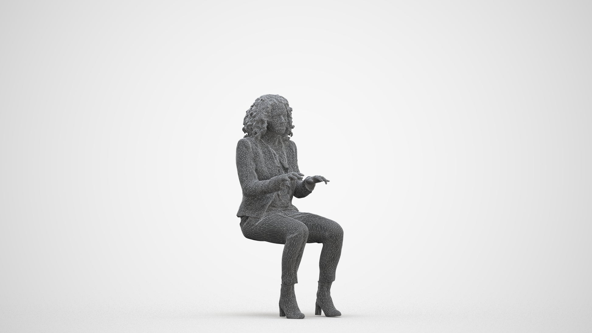 photogrammetry 3D woman business, realistic human model archviz FBX, three-quarter front view render