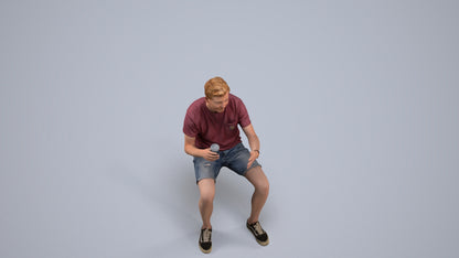 realistic 3D man casual sitting, scanned archviz people for Blender and 3ds Max, back view render