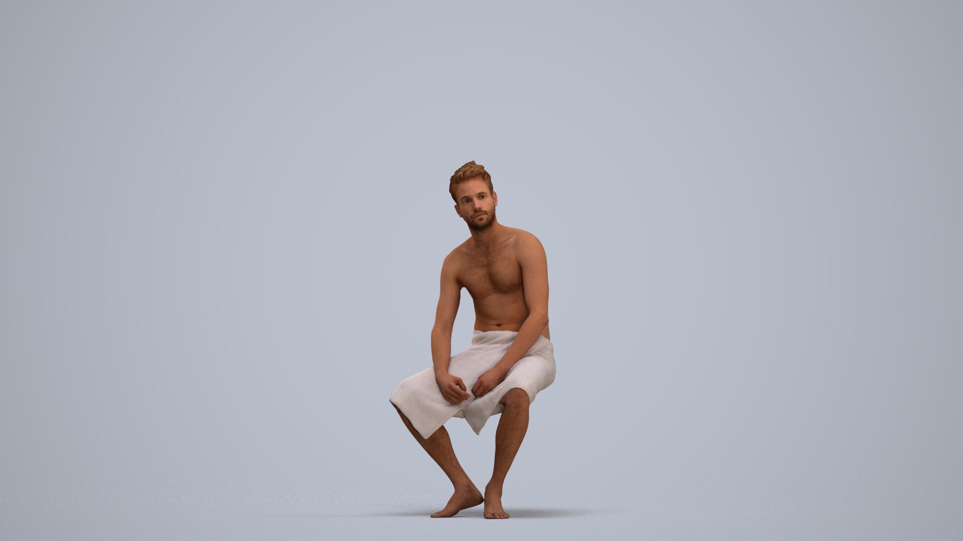 3D scanned man bathroom, photorealistic archviz people for Enscape and SketchUp, standing pose render