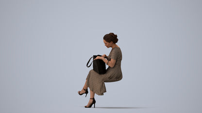 realistic 3D human woman casual mix, archviz people FBX OBJ for Blender, three-quarter view render