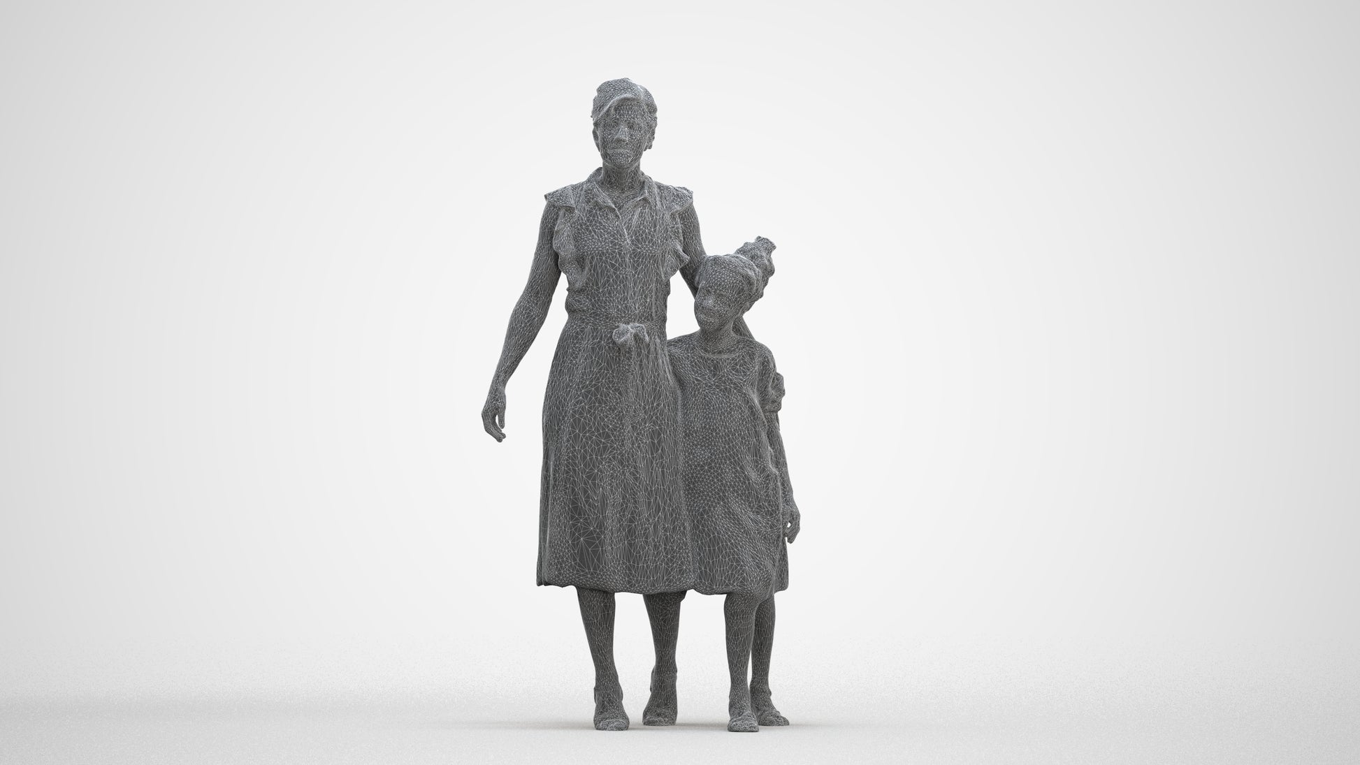3D scanned girl kids casual, photorealistic archviz people for Enscape and SketchUp, three-quarter front view render