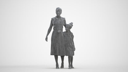 3D scanned girl kids casual, photorealistic archviz people for Enscape and SketchUp, three-quarter front view render