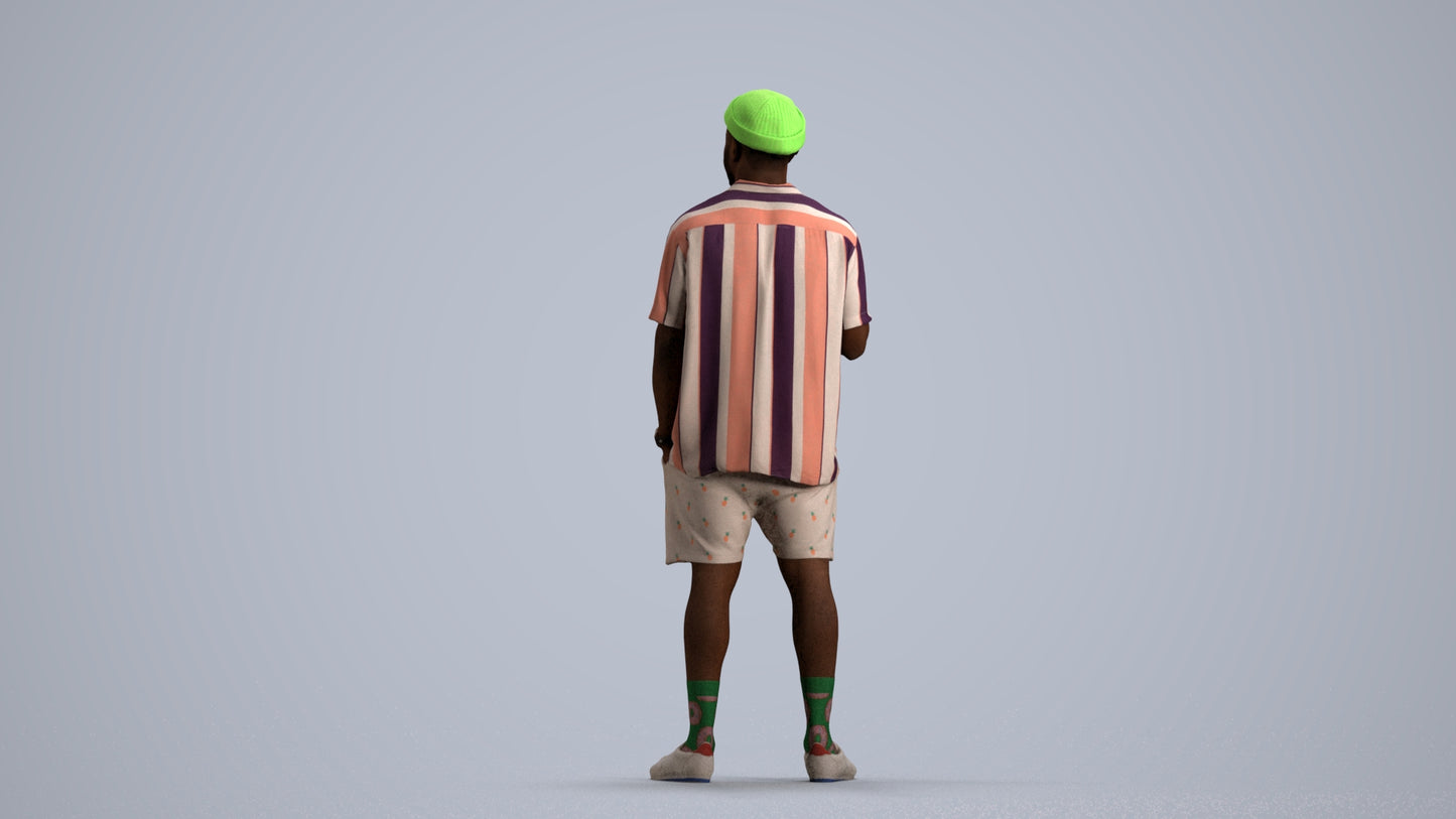 3D scanned man standing casual, photorealistic archviz people for Enscape and SketchUp, front view render