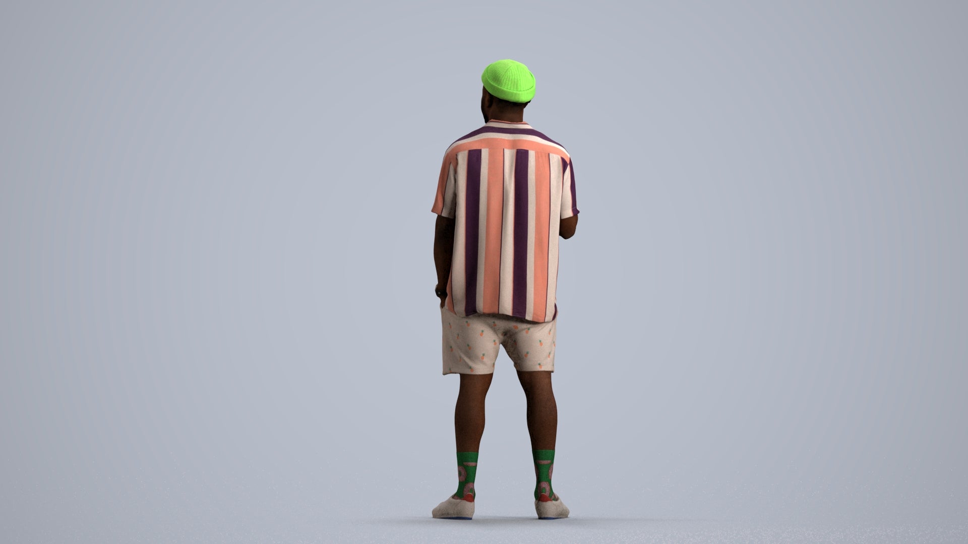 3D scanned man standing casual, photorealistic archviz people for Enscape and SketchUp, front view render