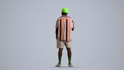 3D scanned man standing casual, photorealistic archviz people for Enscape and SketchUp, front view render